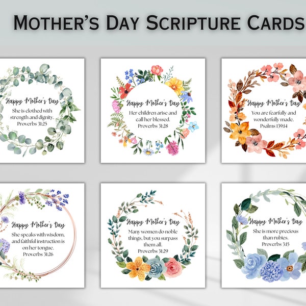 Floral Mothers Day Bible Verse Cards Mothers Day Scripture Cards for Moms Proverbs 31 Card Church Favor Gift Tag for Mom Digital Download