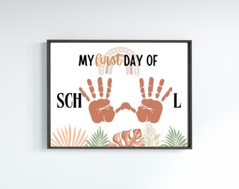 First Day of School Handprint Craft Back to School Printable Keepsake for Kids Preschool Craft Teacher Resource Kindergarten Preschool Craft
