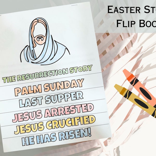 Printable Easter Story Craft Sunday School Easter Sunday Craft Jesus Resurrection Flip Book Christian Easter Activity Digital Download
