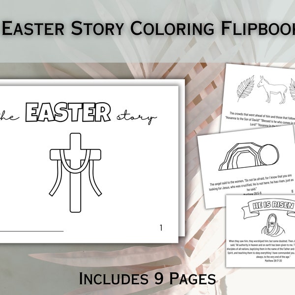 Printable Easter Story Color Book for Kids Easter Craft Sunday School Activity Christian Easter Story Bible Craft Digital Download