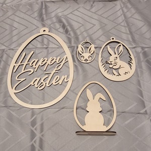 Easter pendant, Easter eggs to hang or stand, Easter decoration, gift idea, plywood