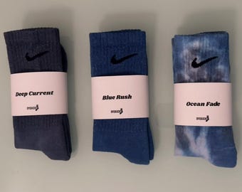 Deep Sea 3-Pack – Navy, Royal & Swirl Tie-Dye Nike Socks | Ocean-Inspired Crew Socks