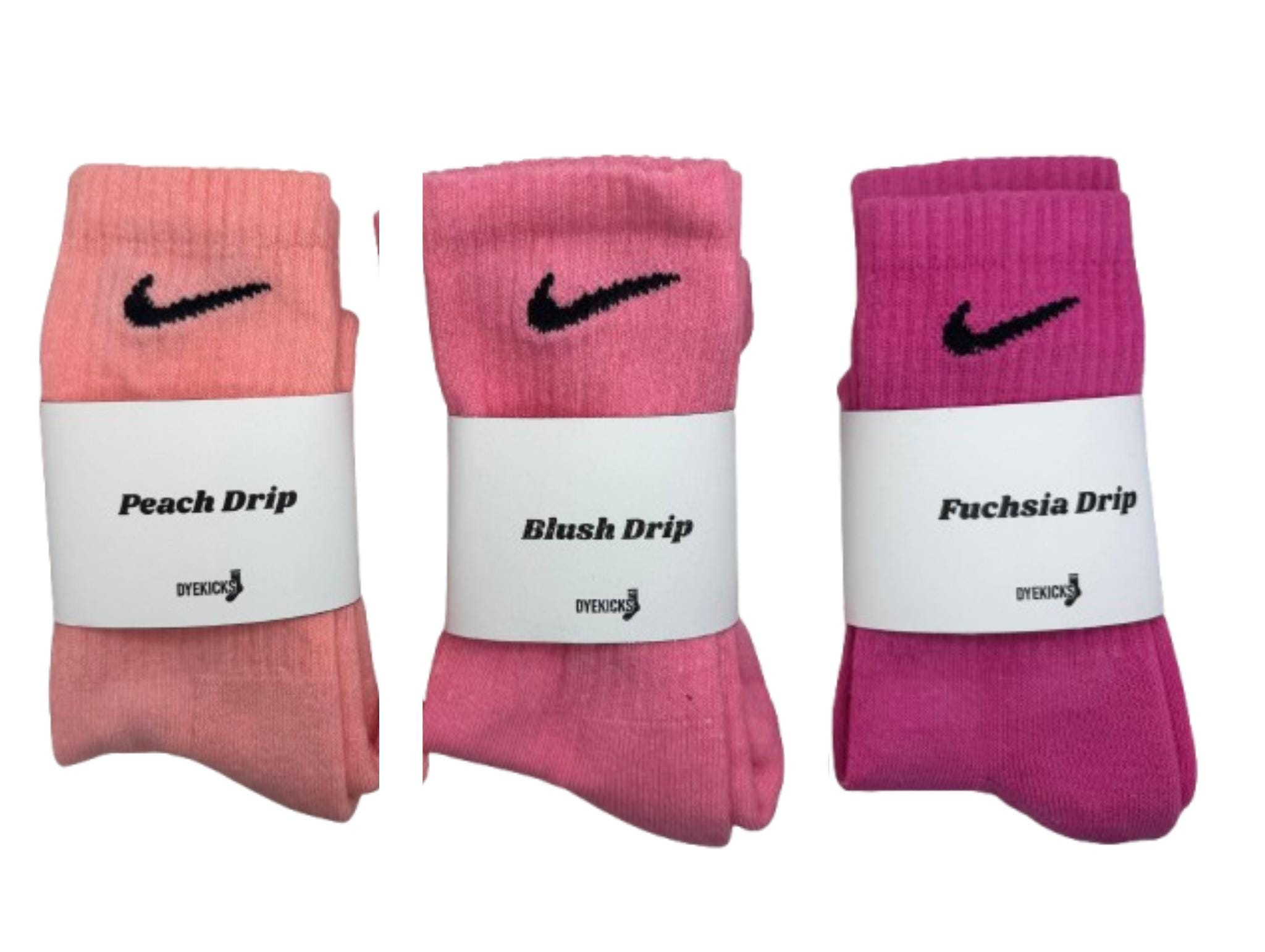 3-Pack Pink Nike Crew Socks | Hand-Dyed Tie-Dye Streetwear