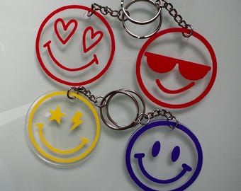 Smiley Face Acrylic Keychain | Trendy Happy Charm