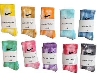 Kids / Adult Tie Dye Nike Crew Socks | Unique Pastel Colors | Trendy Youth Gift