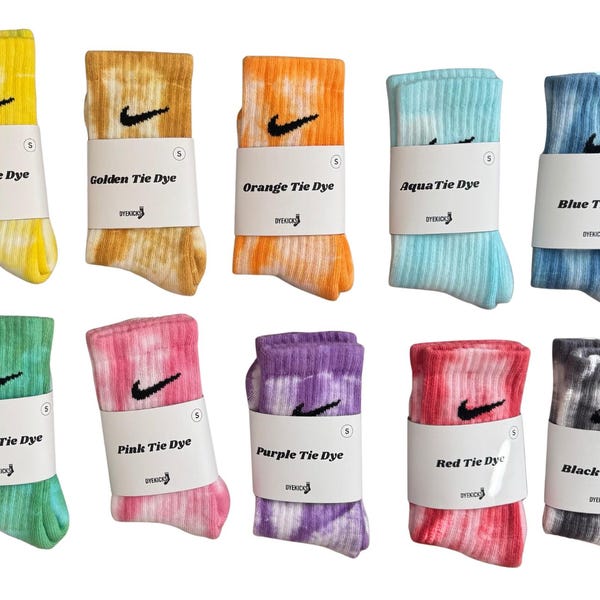 Kids / Adult Tie Dye Nike Crew Socks | Unique Pastel Colors | Trendy Youth Gift