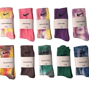 Hand-Dyed Nike Crew Socks – Custom Color | Unisex Tie-Dye Streetwear | All Colors Available | Pick Your Favorite Colors