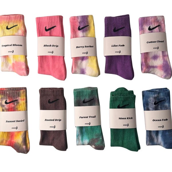 Hand-Dyed Nike Crew Socks | Unisex Tie-Dye Streetwear | All Colors Available | Pick Your Favorite Colors