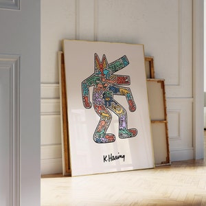 Keith Haring Multicolor Dancing Figure Poster, Abstract Art Print, Contemporary Home Decor, Modern Pop Art, Unique Graphic Wall Artwork