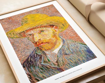 Vincent Van Gogh Self-Portrait With A Straw Hat Print, Warm Yellow Van Gogh Poster Print, Iconic Artist Matte Poster, Trendy Wall Art Print