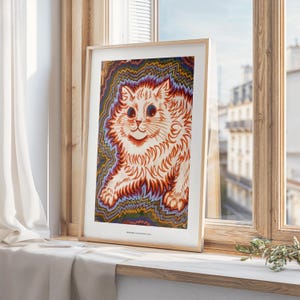 Louis Wain Kaleidoscope Cats III Print, Psychedelic Cat Fine Art Poster For Home, Matte Paper Wall Decor, Gallery Bedroom Wall Art Ideas