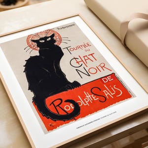 Stampa Tournée du Chat Noir di Théophile Steinlen, poster d'epoca francese, illustrazione iconica di un gatto nero, decorazione da parete in carta opaca, tema gatto