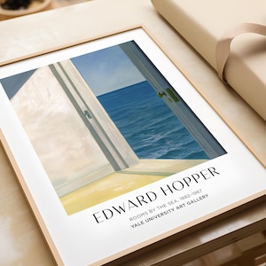Edward Hopper Zimmer am Meer Druck, 1882-1967 Vintage Kunst, Realismus Küsten Gemälde, Mattpapier Wandkunst, Gelassene Ozean Blick Dekor