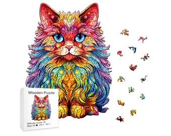 Jigsaw Puzzle Wooden Puzzle Persian Cat Animals Puzzle A4 Size 140 pieces 29.7/21cm Puzzle for Young and Old