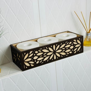Portaoggetti in legno per carta igienica / Porta fiori da bagno / Decorazione unica per il bagno / Regalo per l'organizzazione della casa per la mamma