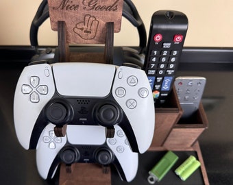 Personalized Wooden Gaming Controller Stand: Headset & Joystick Organizer