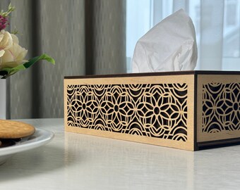 Napkin Holder Wooden Tissue Box | Gift for Her | Vanity Table Decor | Flower Ornament | gift for mom | Square Wooden Napkin Holder