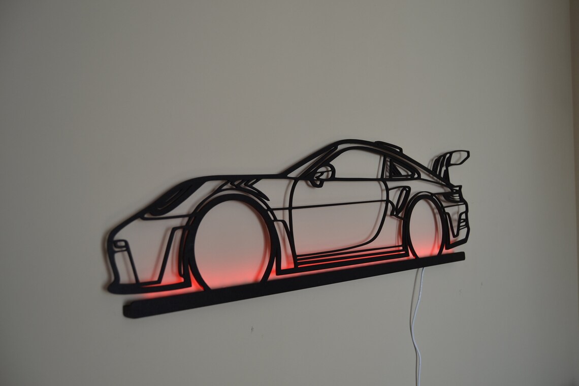 Racing Car LED Night Light | RGB Wooden Wall Decor - Etsy