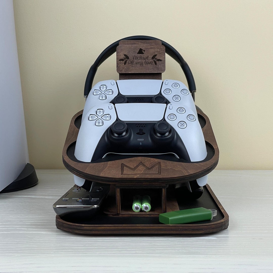 Personalized Wood Gaming Controller Stand: Headphone Holder, Tech Desk ...