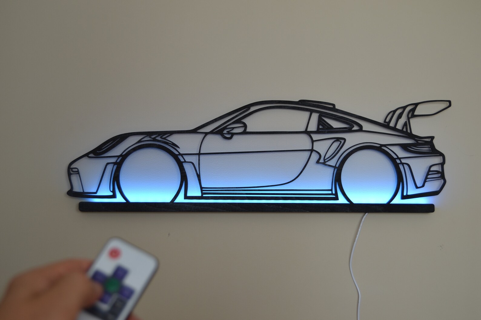Racing Car LED Night Light | RGB Wooden Wall Decor - Etsy