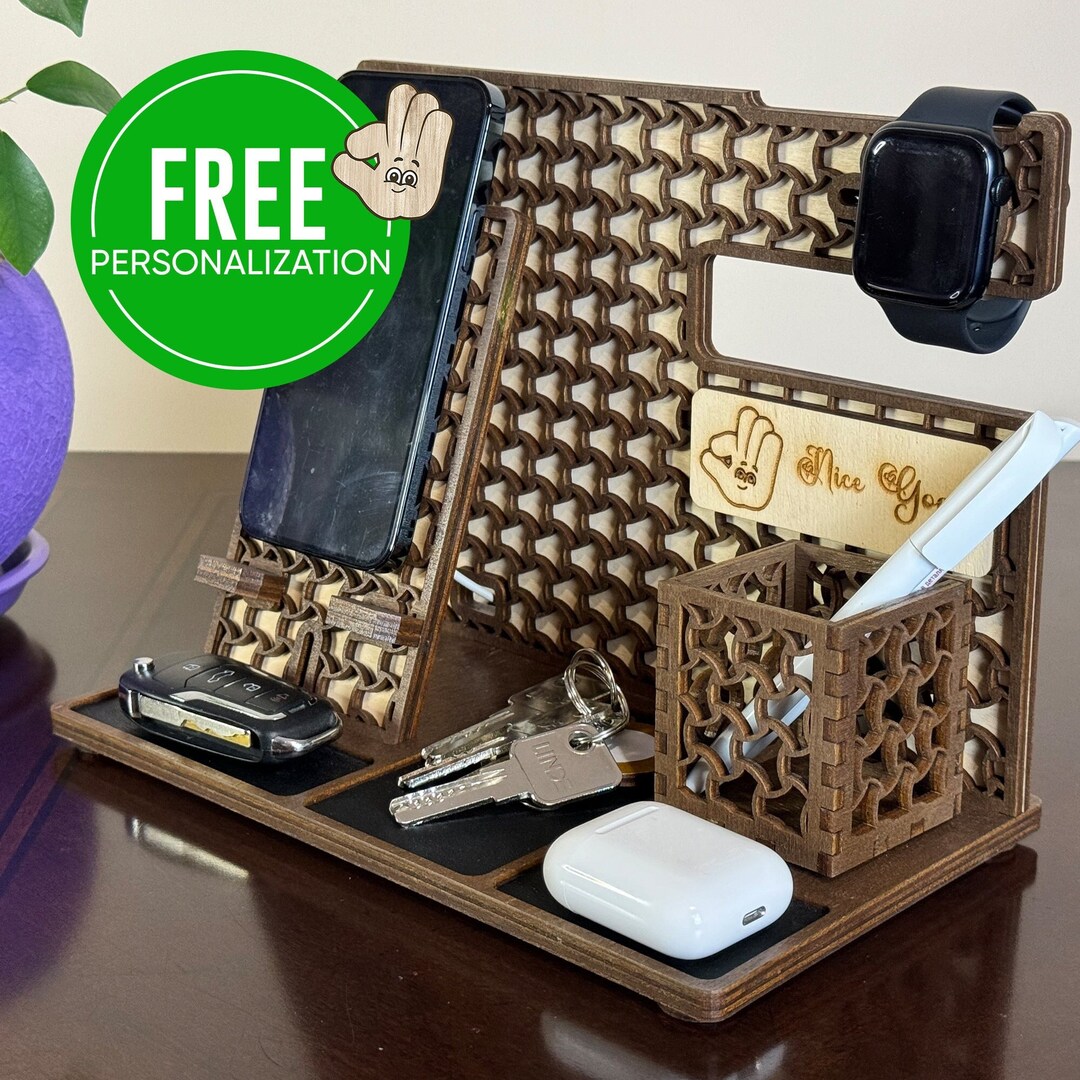 Wooden Christmas Gift Desktop Organizer, Docking Station, Tech ...