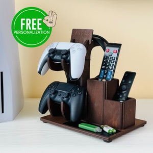 Free Personalized Headphone Stand Organizer, Wooden Gifts For Dad, Controller Holder, Tech Accessories