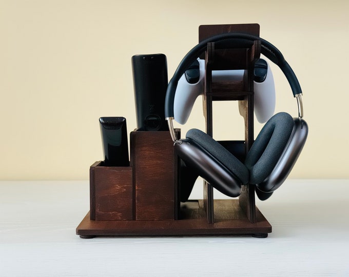 Headphone Stand Docking Station, Controller Holder, Teen Boy Gift, Gaming Decor for Him, Desk Tech Accessories