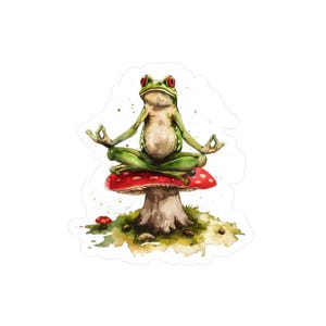Meditating Frog Vinyl Decals, Whimsical Home Decor, Nature Stickers for Eco-Lovers, Perfect for Gifts, Kids Room Decor