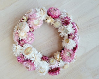 Strawflower Wreath, Dried Flower Wreath, Indoor Wreath, Natural Wreath, Small Wreath,