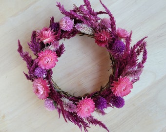 Purple Wreath, Dried Flower Wreath, Celosia Flower, Indoor Wreath, Natural Wreath, Small Wreath,