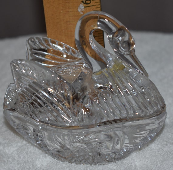 Vintage Clear Glass Swan Trinket Dish - image 5