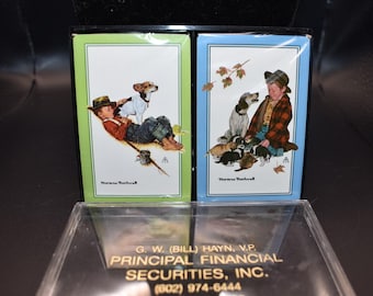 Hoyle Norman Rockwell Playing Cards set of 2 with Advertising Case - Unopened