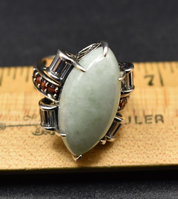 Jade of Yesteryear Sterling Silver Ring Green Jade