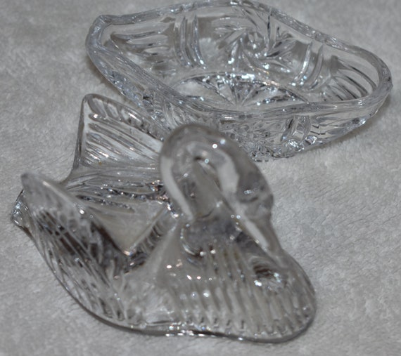 Vintage Clear Glass Swan Trinket Dish - image 6