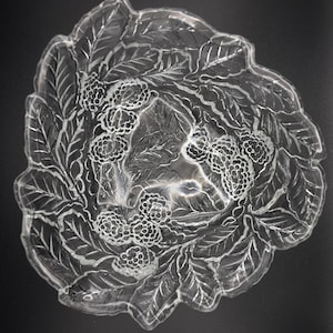 Vintage Indiana Glazen Loganberry Schotel Helder Getextureerde Kom