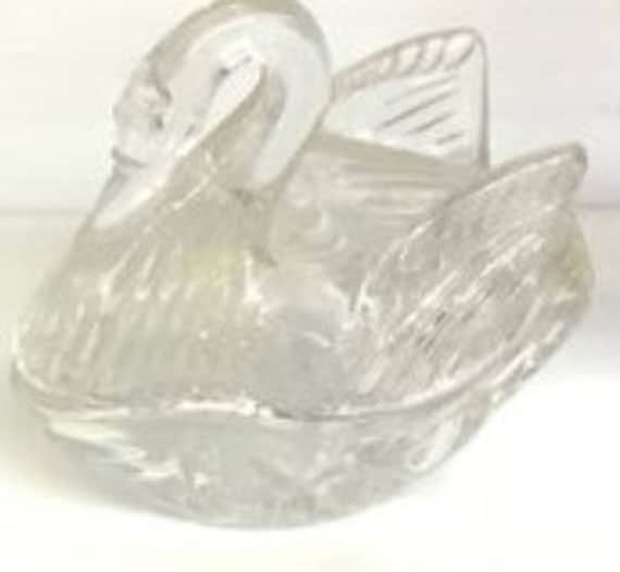 Vintage Clear Glass Swan Trinket Dish - image 2