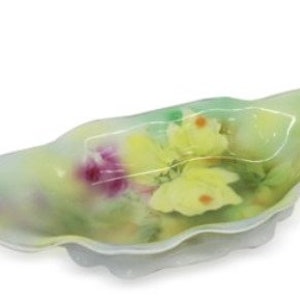 Very Nice Royal Bayreuth Handled Celery Tray With Rose Decoration & Blue Mark