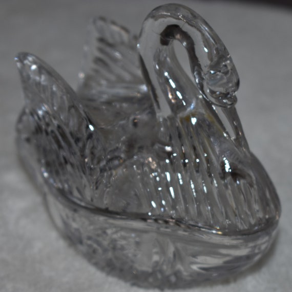 Vintage Clear Glass Swan Trinket Dish - image 1