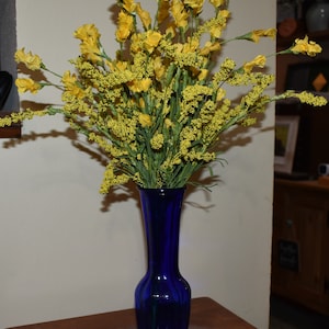 Cobalt Blue Glass Vase, Vintage Blue Bud Vase, 9&quot; Tall, Vase Only Pictured flowers not included