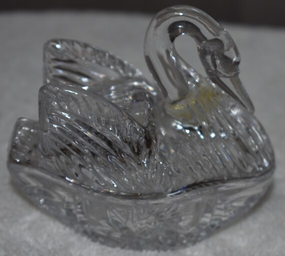 Vintage Clear Glass Swan Trinket Dish - image 7