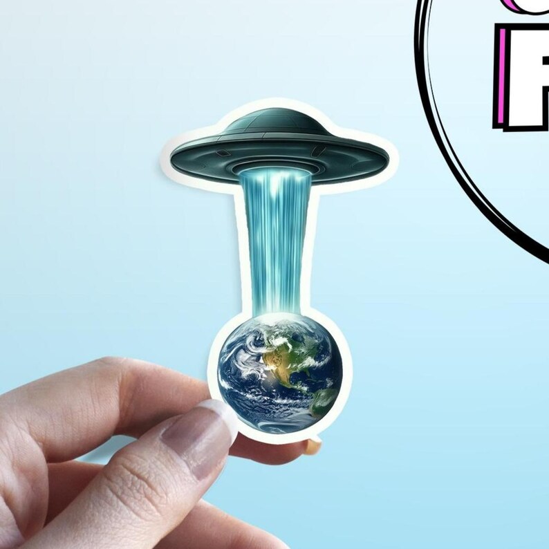 UFO Sticker: UFO Abducting Planet Earth Waterproof Flying Saucer ...