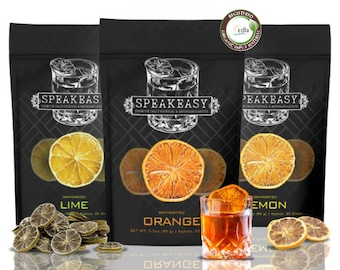 150pc Variety Pack - Dehydrated Premium Cocktail & Beverage Garnish Orange, Lemon, Lime Dried Garnishes, 3x3.5oz 100% Organic Registered