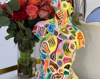 Color Blast Female Form Sculpture Bar Cart Accesory