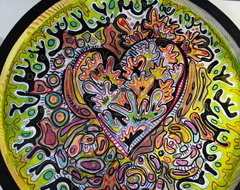 Psychadelic flaming heart bar tray