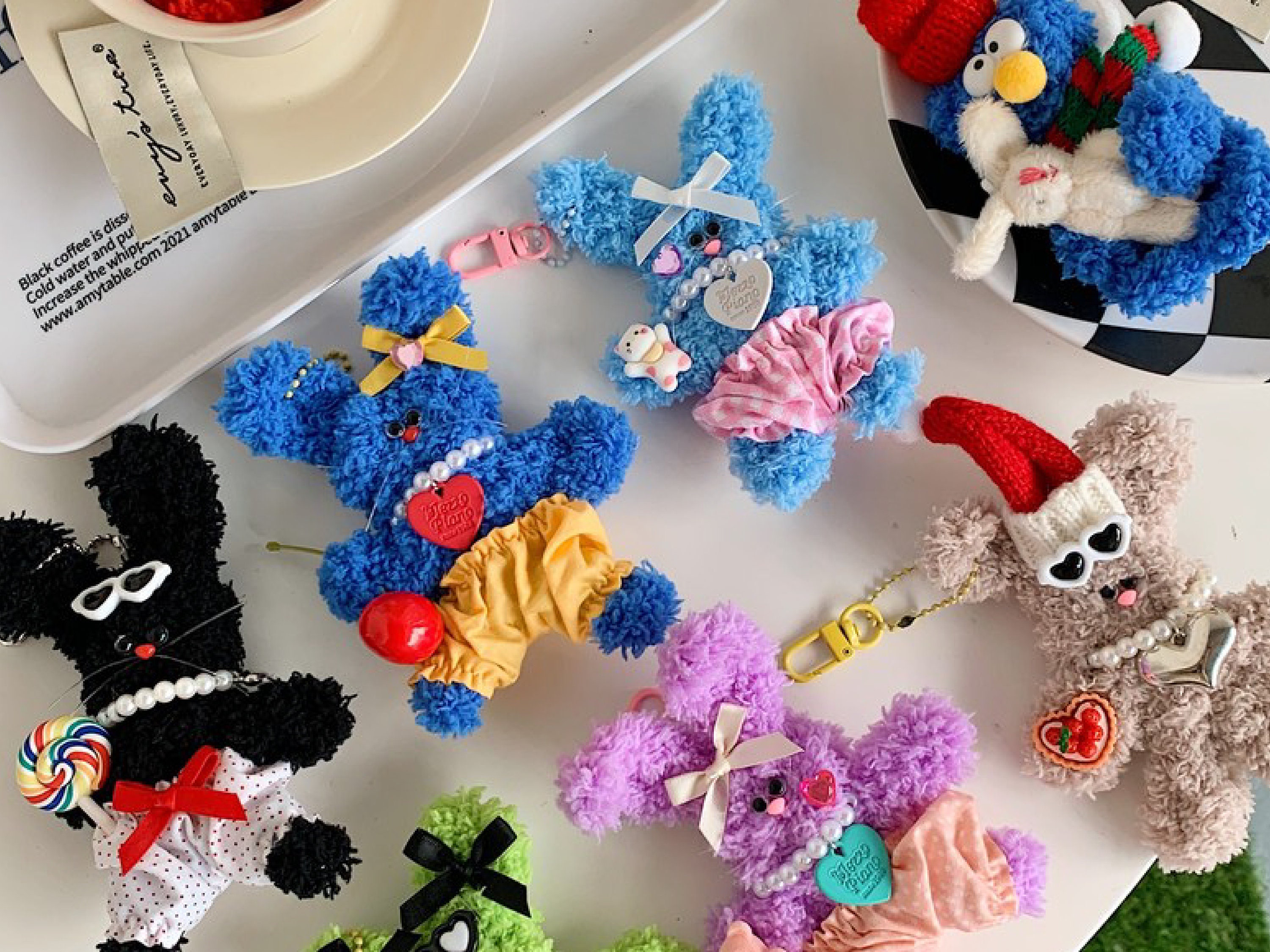 Yirtree Keychain Fluffy Shaggy Decorate Briquettes Elf Doll Key Holder  School Backpack Plush Keychain for Everyday Life 