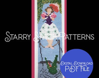 Haunted Mansion Umbrella Girl Sally Slater Stretching Portrait Cross Stitch Pattern (PDF File)