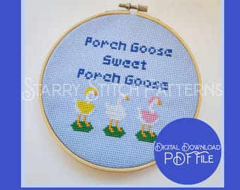 Porch Goose Sweet Porch Goose Cross Stitch Pattern (PDF File)