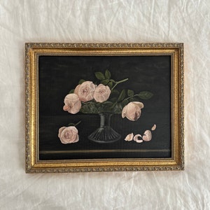 Original oil framed painting, still life flower art, 11x14 framed canvas art