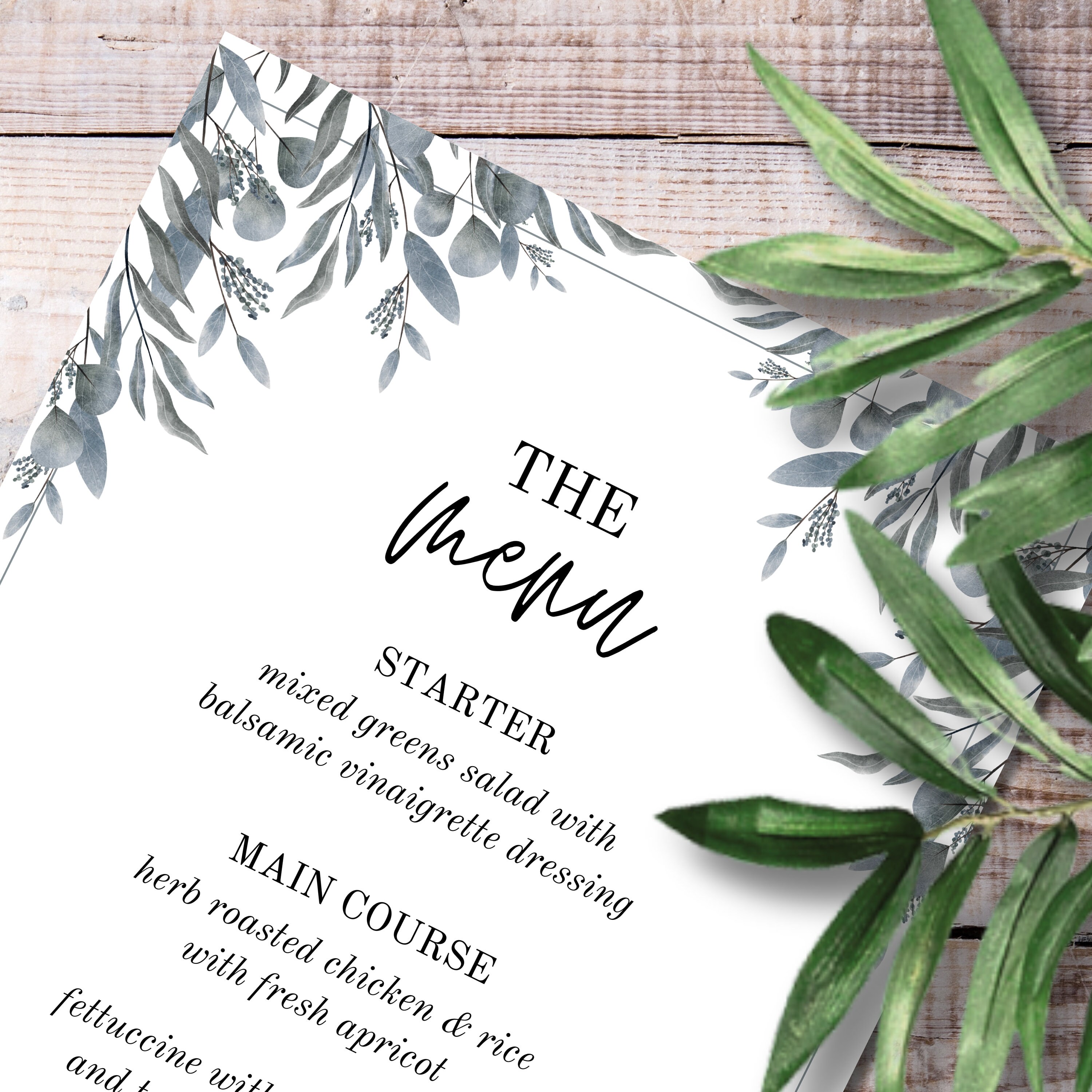 Rustic Plant Wedding Menu Template, Printable Wedding Menu Card ...