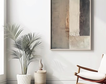 Japandi Minimalist Abstract Printable Wall Art - Neutral Modern Japanese Inspired Decor for Living Room - Textured Canvas Print - Home Décor
